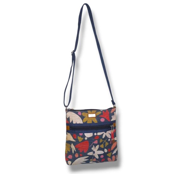 Fossil Blake Abstract Floral Crossbody Purse-Adjustable Strap-Outside Pockets - Picture 2 of 9